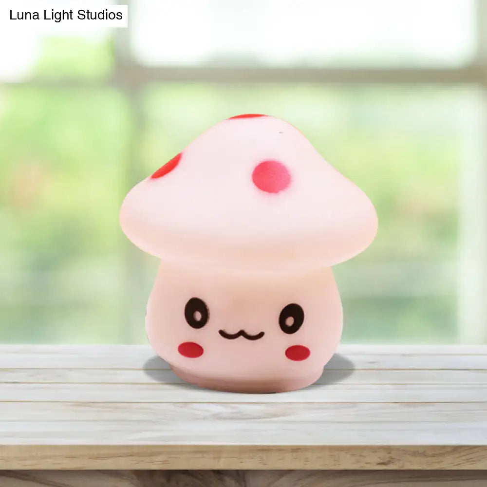 Mini Mushroom Led Nightlight - Cartoon Plastic Nursery Wall Lamp In 7 Color Light Options