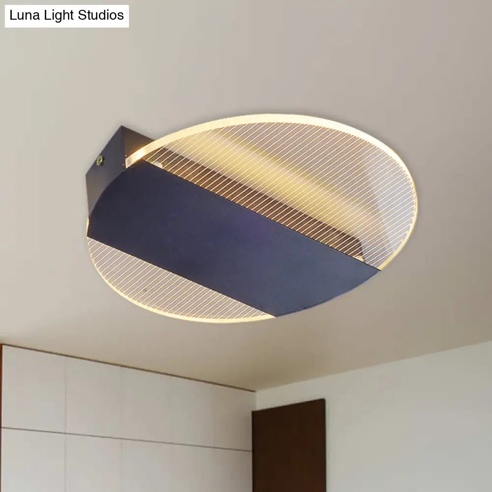 Minimal Geometric Flushmount Led Ceiling Light In Black/White/Gold - White/Warm Lighting