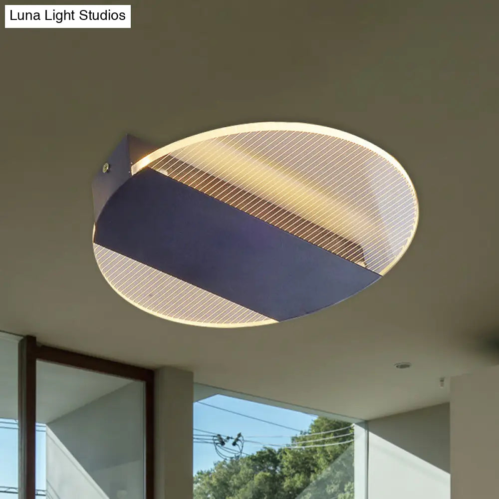 Minimal Geometric Flushmount Led Ceiling Light In Black/White/Gold - White/Warm Lighting