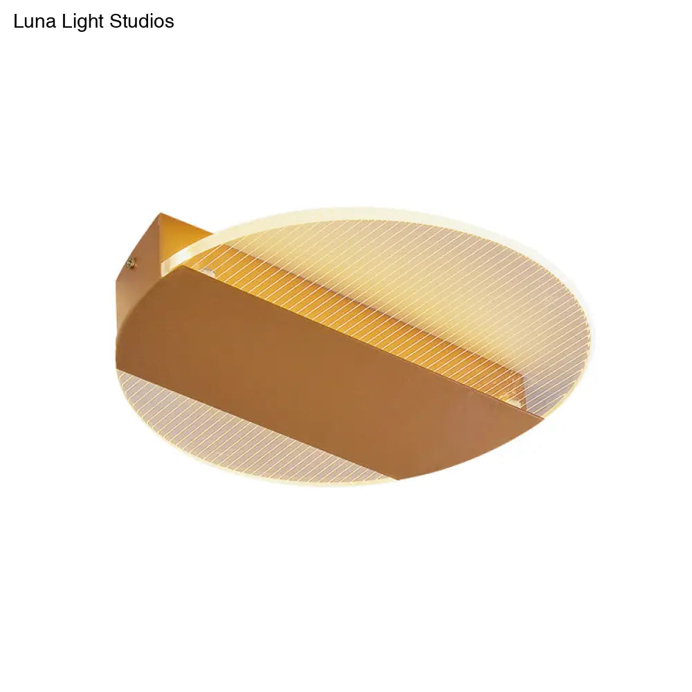 Minimal Geometric Flushmount Led Ceiling Light In Black/White/Gold - White/Warm Lighting