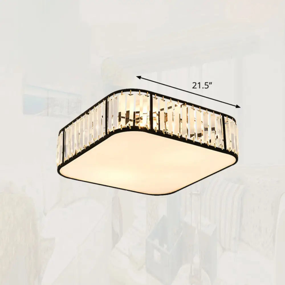 Minimalist Crystal Flush Mount Ceiling Light For Bedroom Black / 21.5’