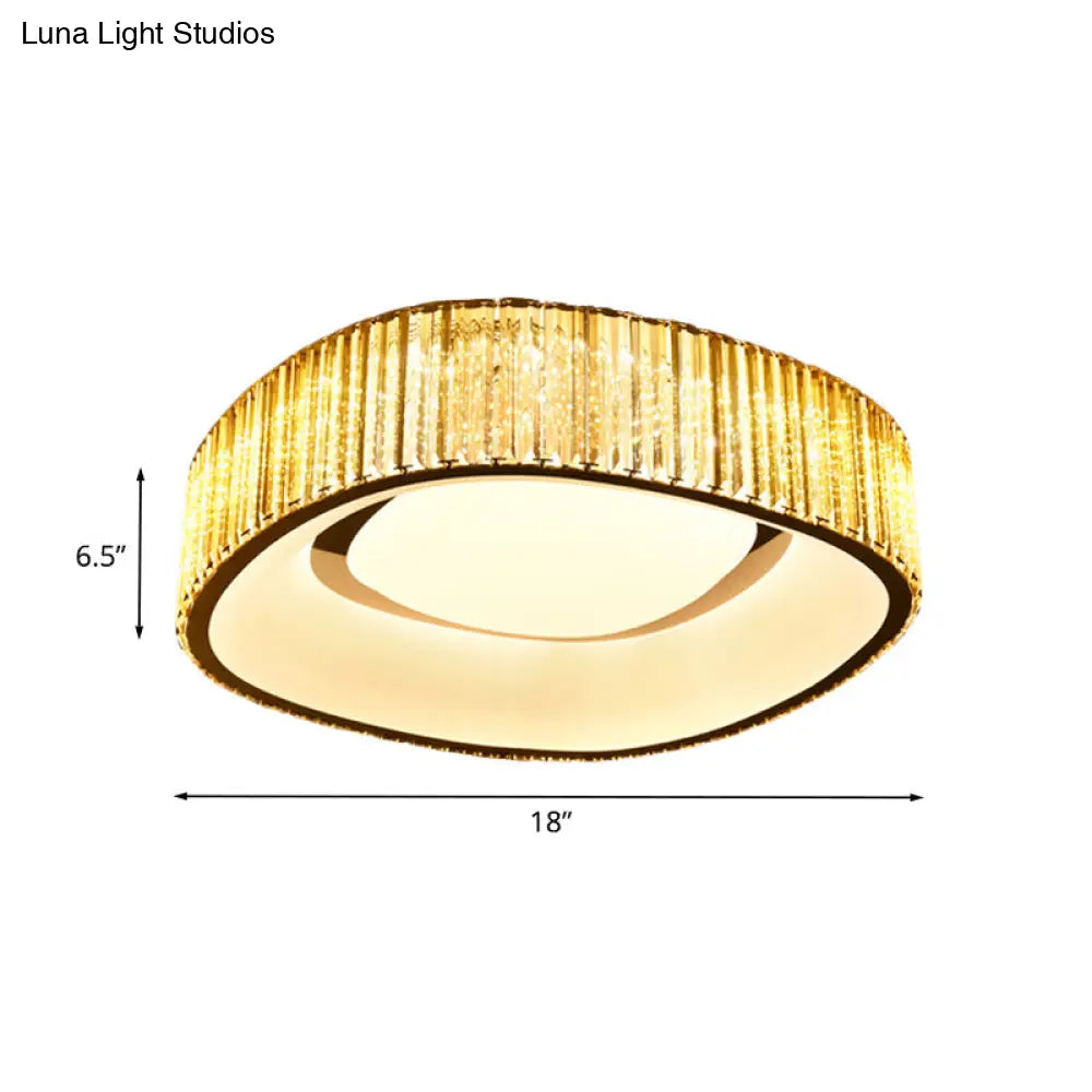 Minimalist Crystal Prism Led Flushmount Lamp For Bedroom - White Flush Mount Light