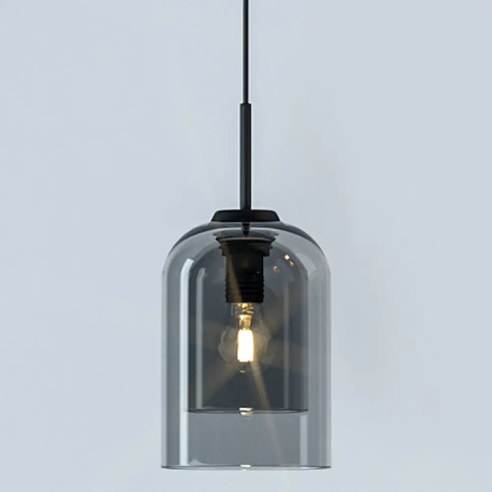 Minimalist Double Glass Shade Pendant Light For Aisle Bedroom - Modern And Stylish Smoke Gray