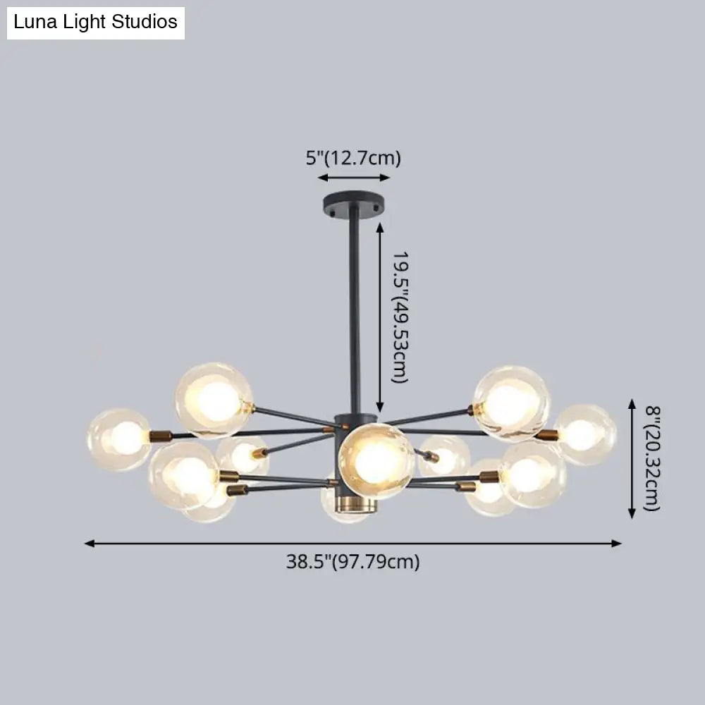 Minimalist Glass Chandelier With Clear Ball Shade - Modern Style Pendant Light For Living Room