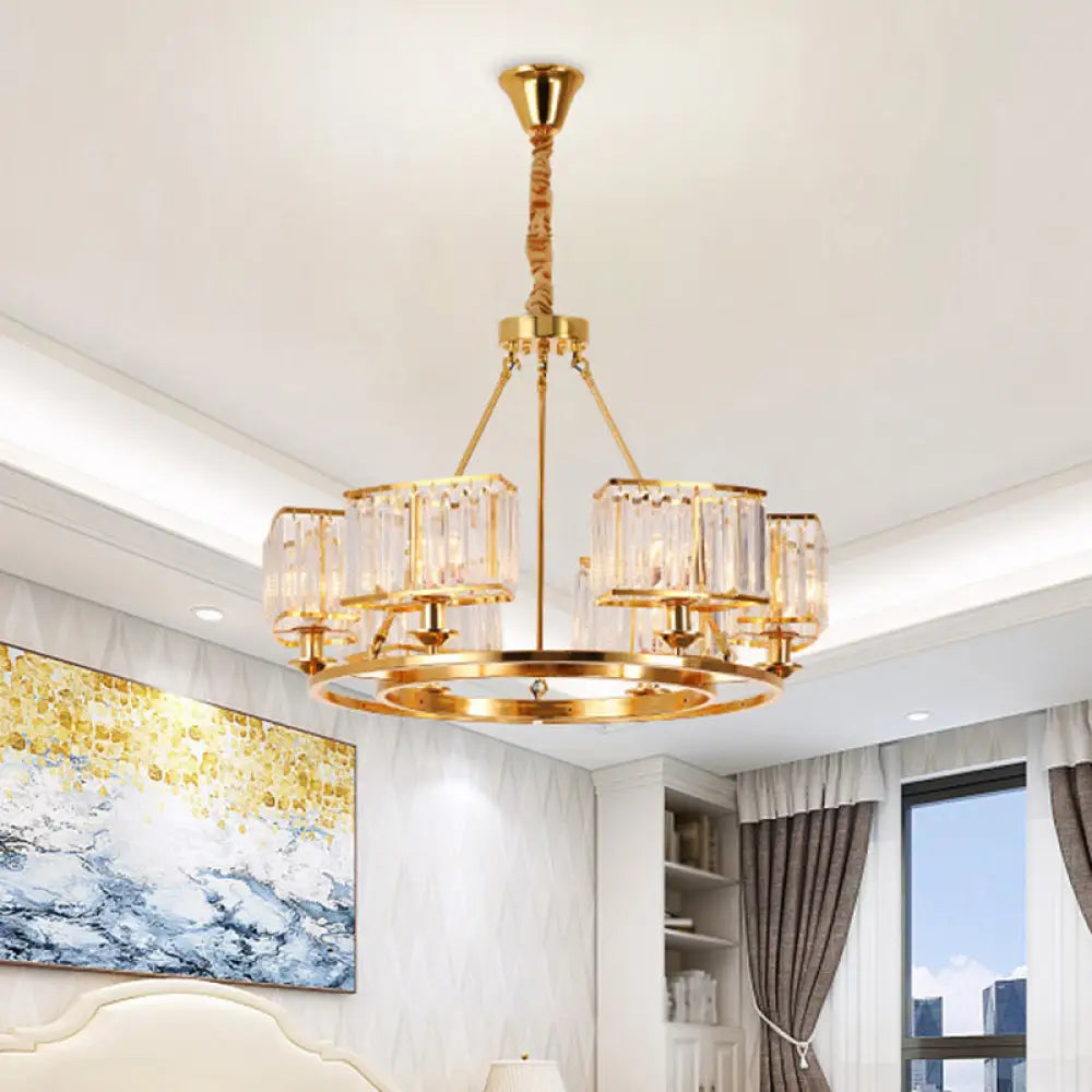 Minimalist Gold K9 Crystal Chandelier Pendant Light - Perfect for Dining Room 6 / Gold