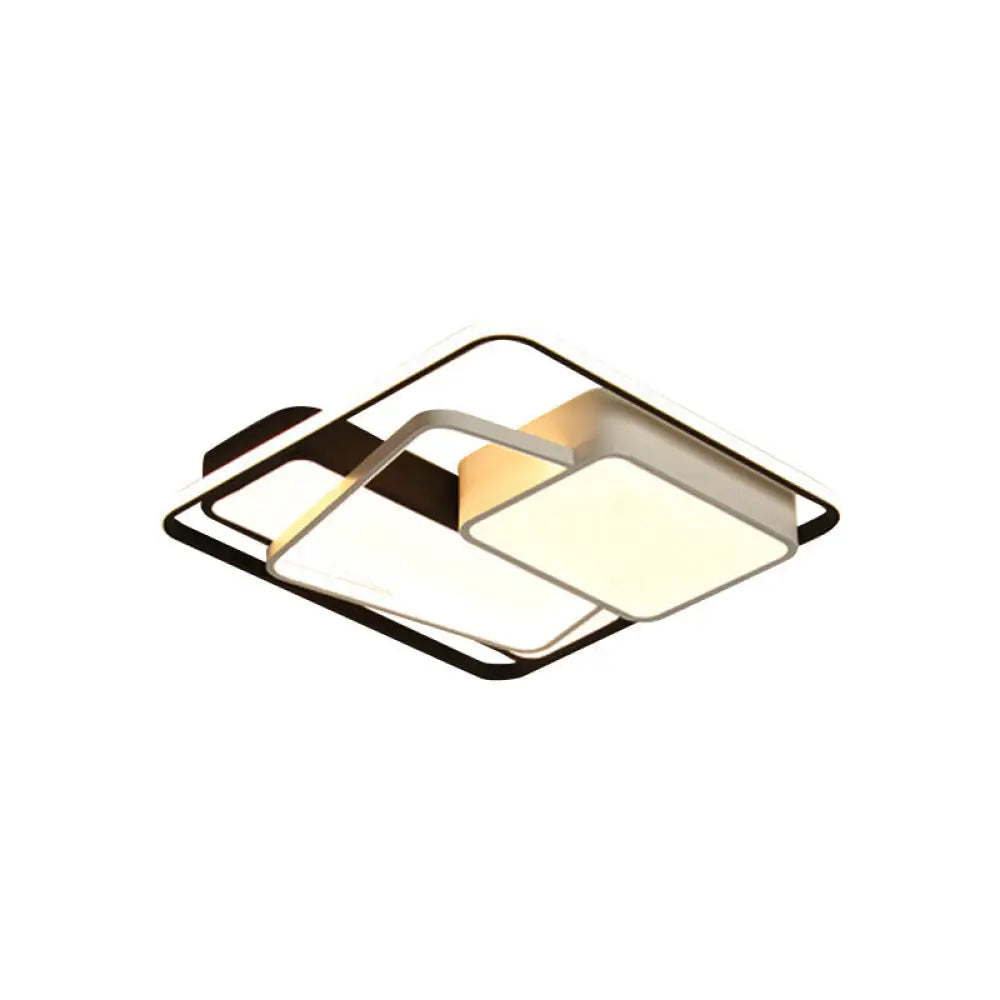 Minimalist Led Ceiling Lamp In Black Geometric Design With Acrylic Shade - Warm/White Light 18/21.5