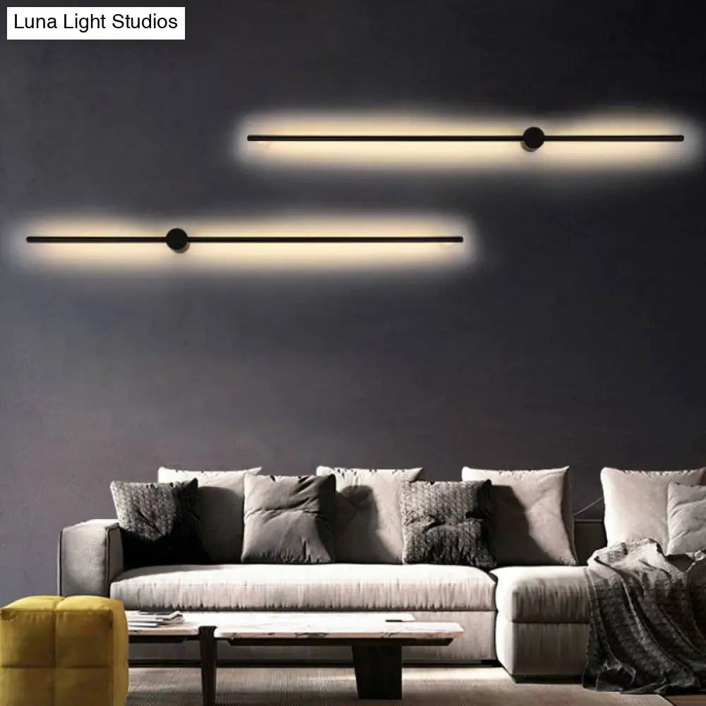 Minimalist Led Wall Sconce Lighting In Black Slim Rod Design - Heights Of 23.5 31.5 And 47 Ideal For
