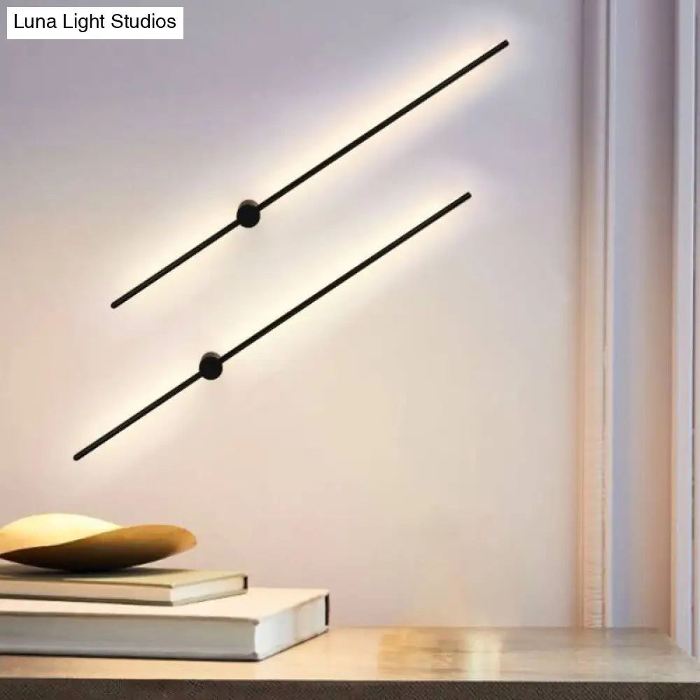 Minimalist Led Wall Sconce Lighting In Black Slim Rod Design - Heights Of 23.5 31.5 And 47 Ideal For