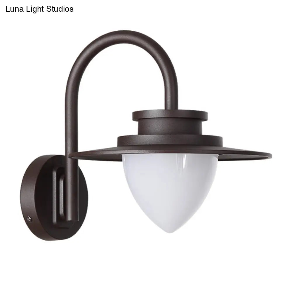 Minimalist Led Wall Sconce With Black Metal Gooseneck Arm - Strawberry Garden Mount Light