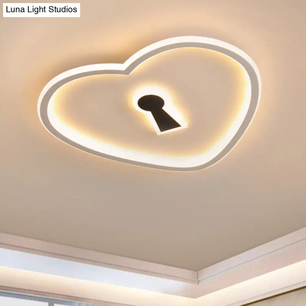Minimalist Loving Heart Ultrathin Led Ceiling Light - Pink/White