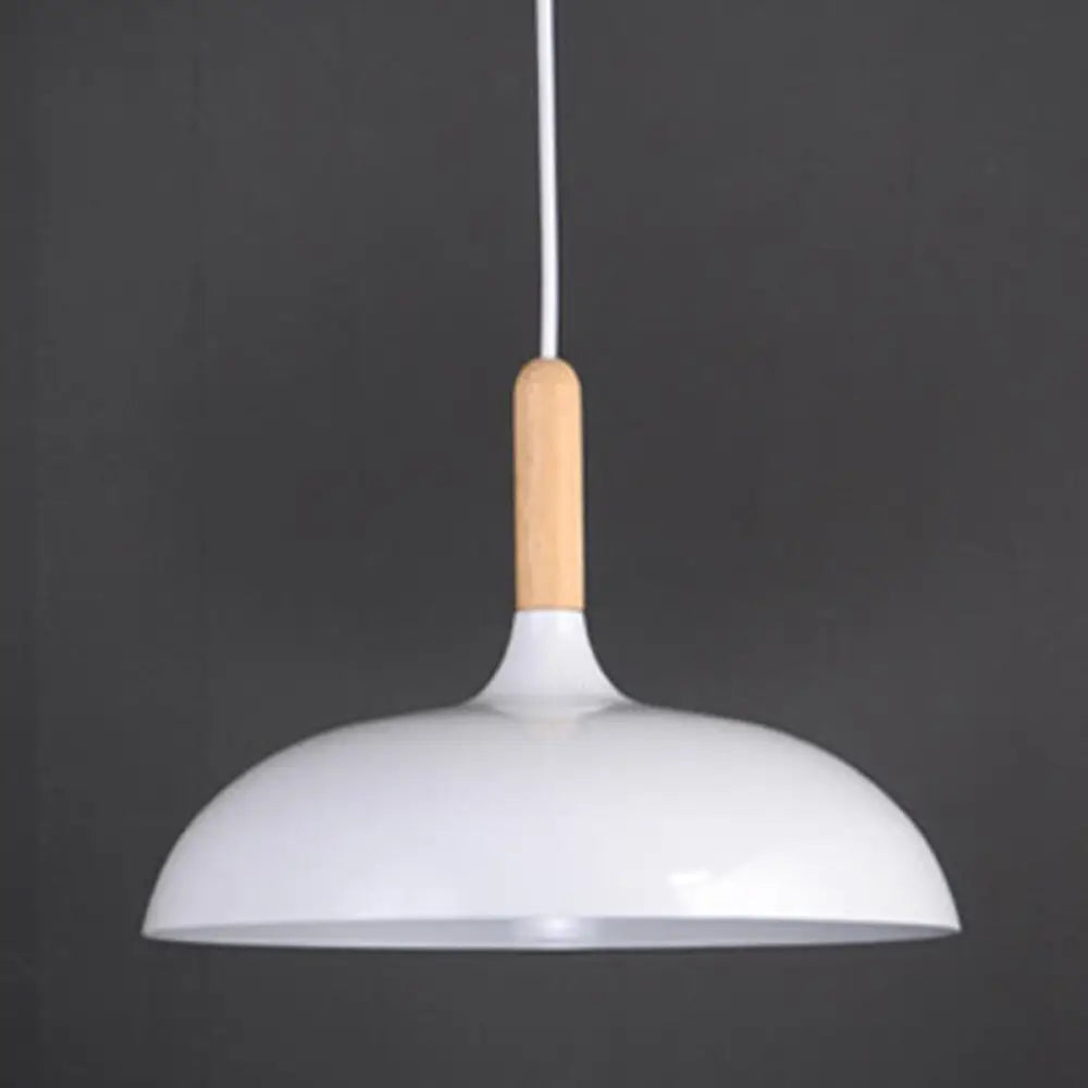 Minimalist Metal Down Lighting Pendant For Bedroom - Circle Fixture White