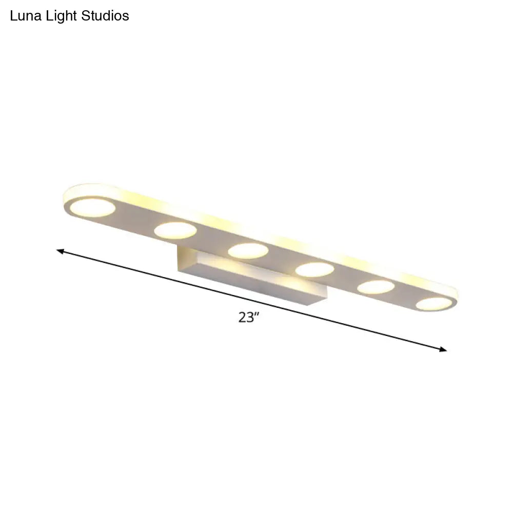 Minimalist Oval Acrylic Vanity Light With 4/6 Bulbs In Warm/White - 15/23 Length And White Finish