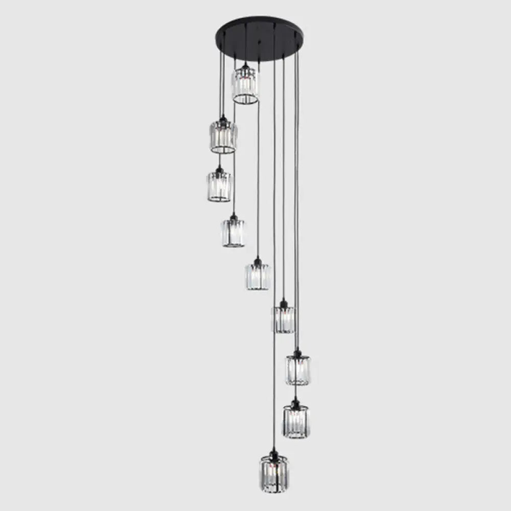 Minimalistic Black Geometric Prismatic Crystal Ceiling Light For Staircase 9 /