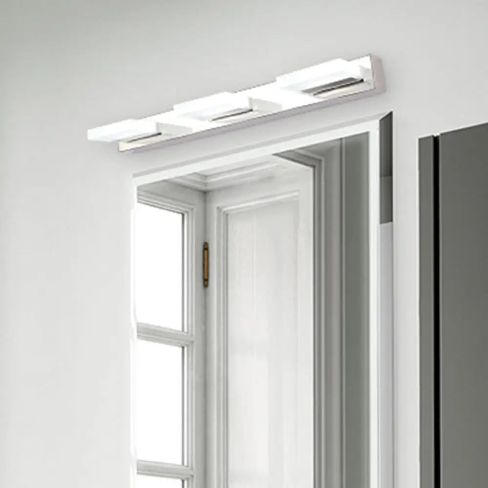 Minimalistic Rotatable Led Vanity Lamp: Square Acrylic & Nickel Wall Sconce Lighting For Bath 3 /