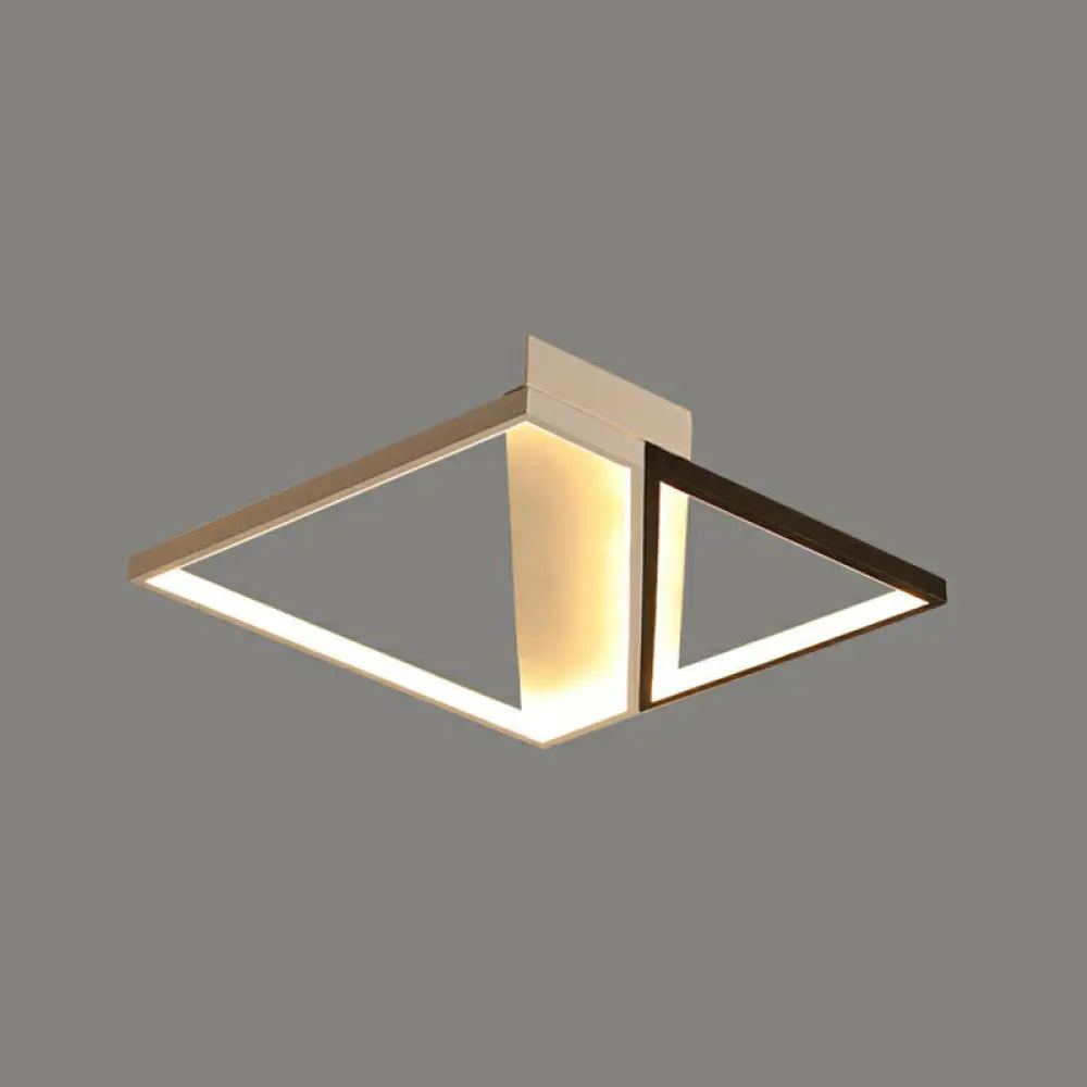 Modern Acrylic Led Ceiling Light: Rectangle Lounge Flush Mount In Black & White / 20.5’ Natural