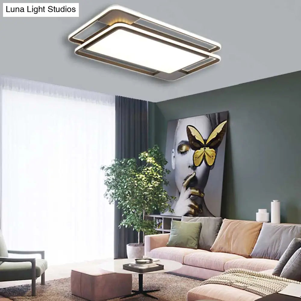 Modern Acrylic Led Flushmount Lighting - Rhombus/Rectangular Shape 16’/19.5’/35.5’ Width