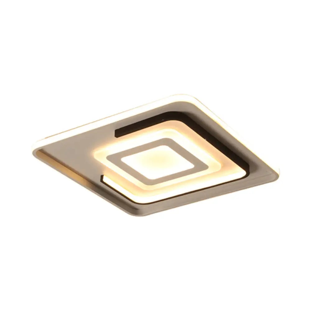 Modern Acrylic Rectangular Led Ceiling Lamp For Living Room - Warm/White Light 18/21.5/35.5 Wide