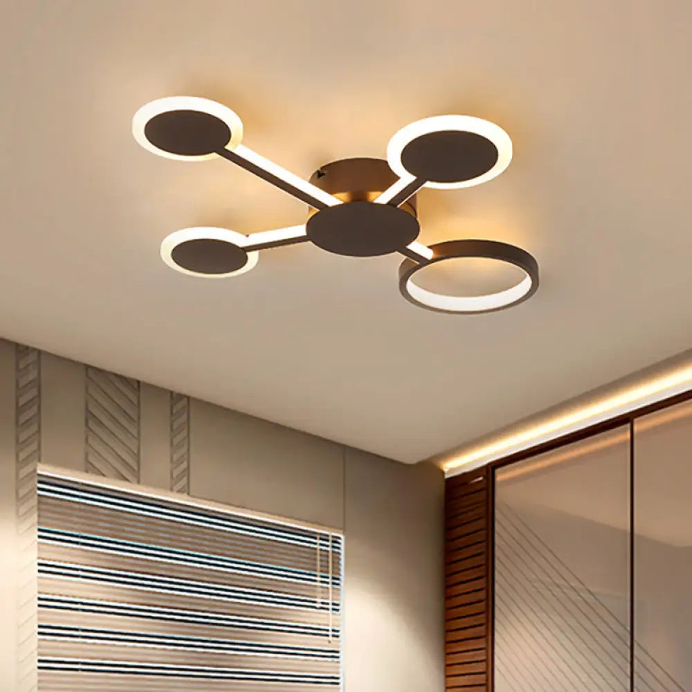Modern Acrylic Sputnik Flush Mount Light - 4/5/6 Lights -White/Warm Led 4 / Coffee Warm