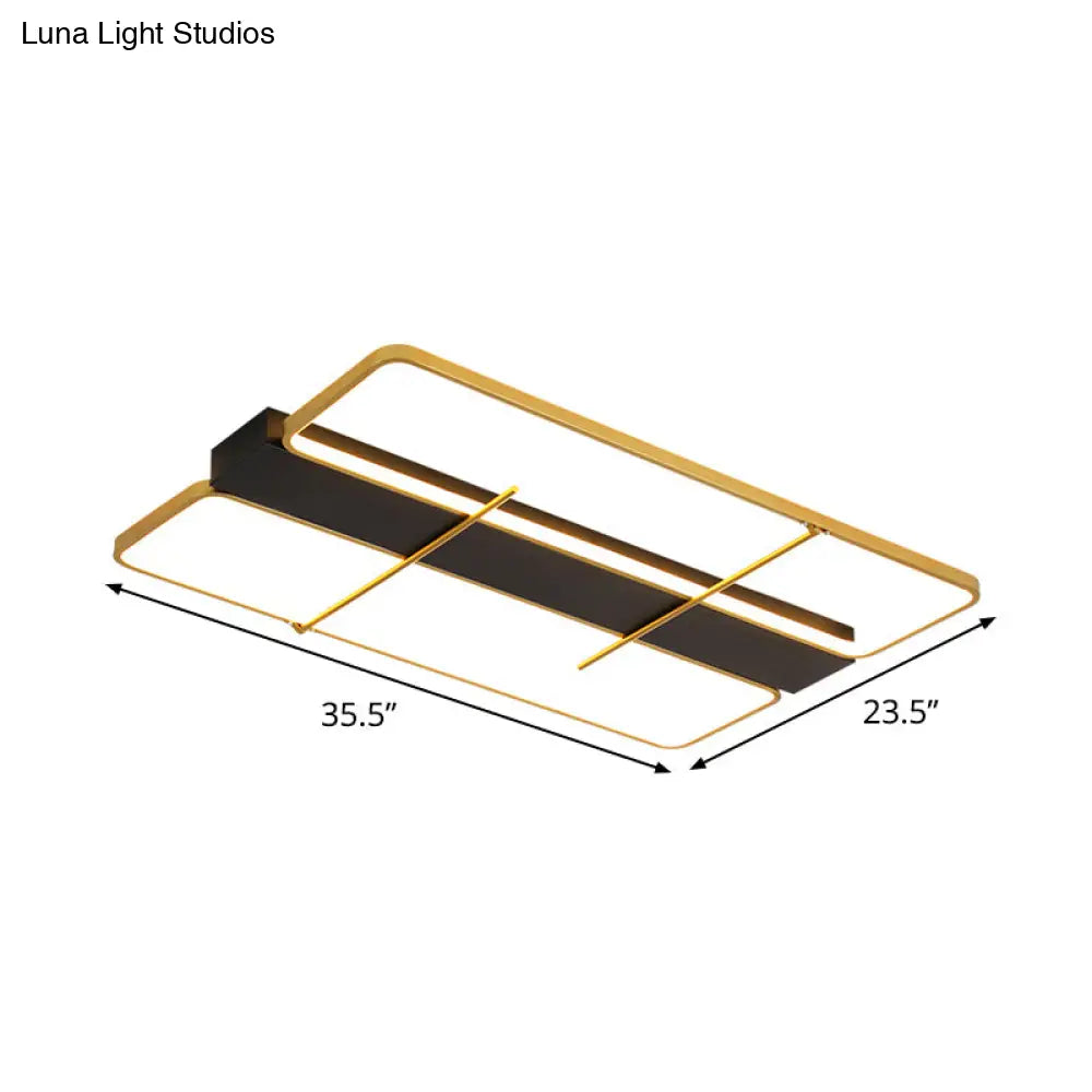 Modern Aluminum Rectangular Led Ceiling Light Fixture In Black And Gold