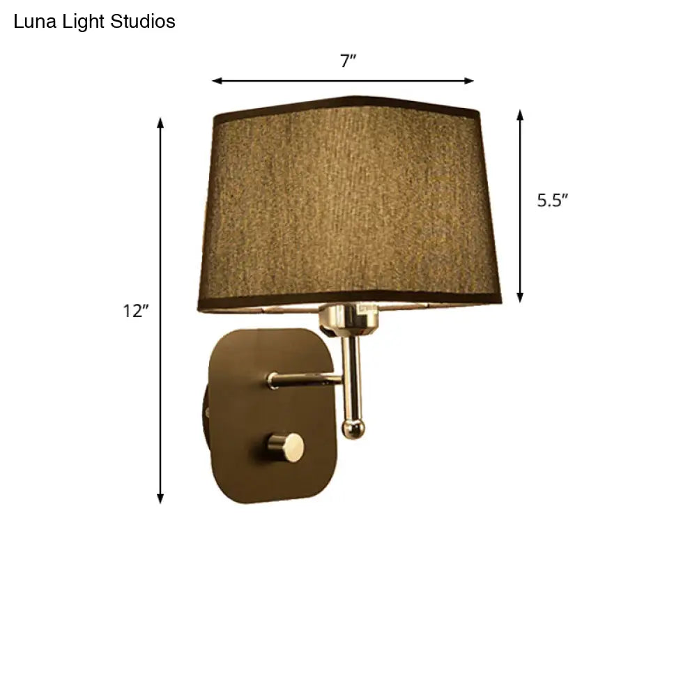 Modern Black And Beige Tapered Wall Sconce With 1 Light Backplate