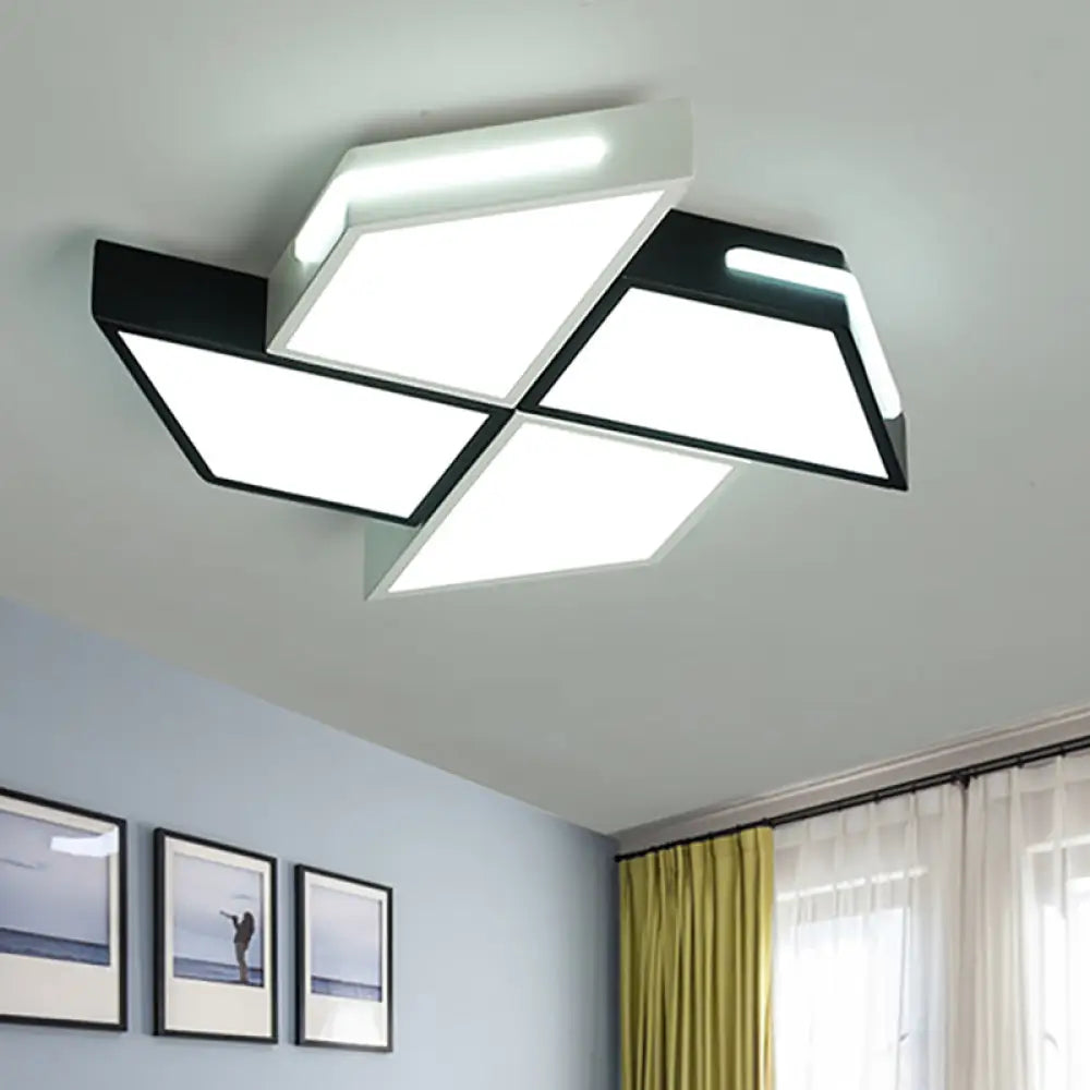 Modern Black And White Windmill Flush Lighting Led Ceiling Lamp Fixture (18/23.5 Wide)