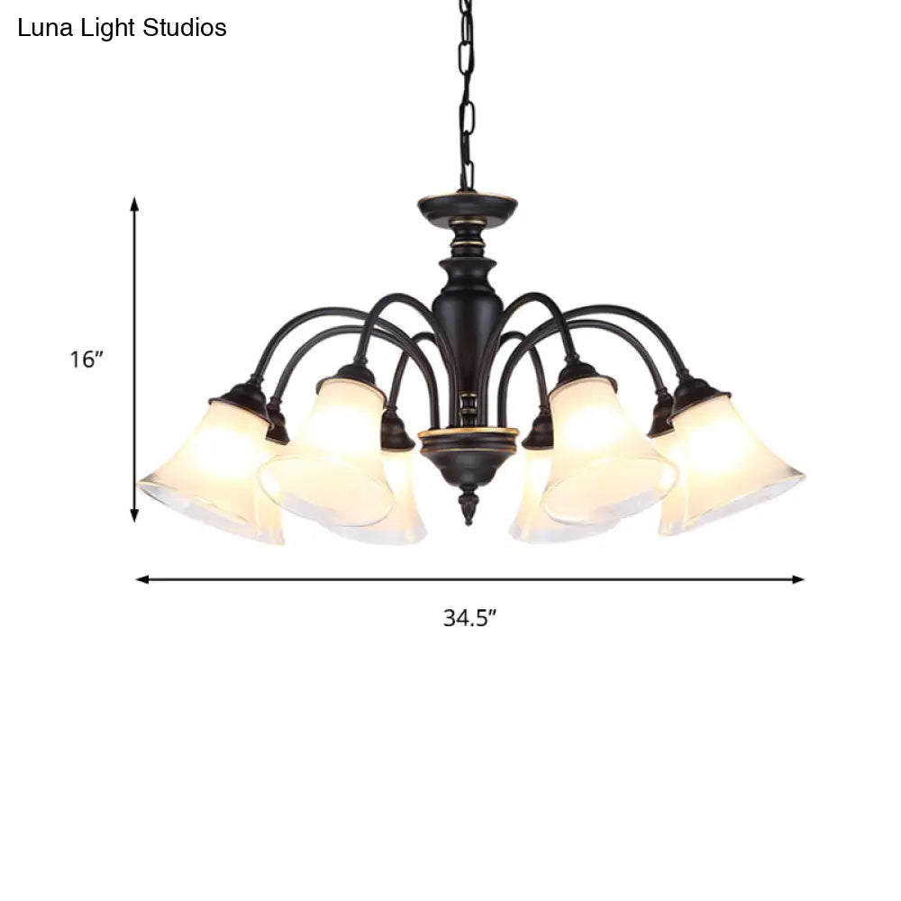 Modern Black Glass Pendant Chandelier With Multiple Light Options For Living Room