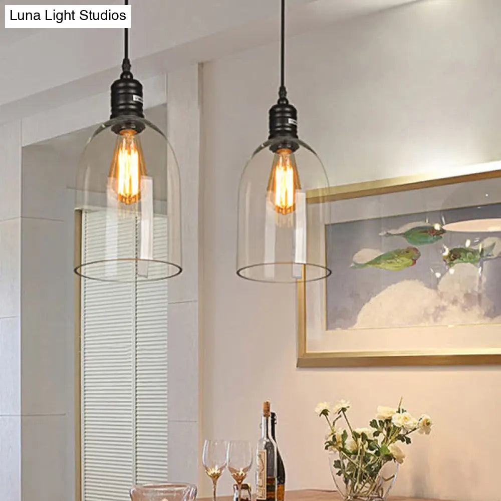 Modern Black Jug-Shaped Pendant Ceiling Light - Clear Glass 1-Light Hanging Lamp For Coffee Shops