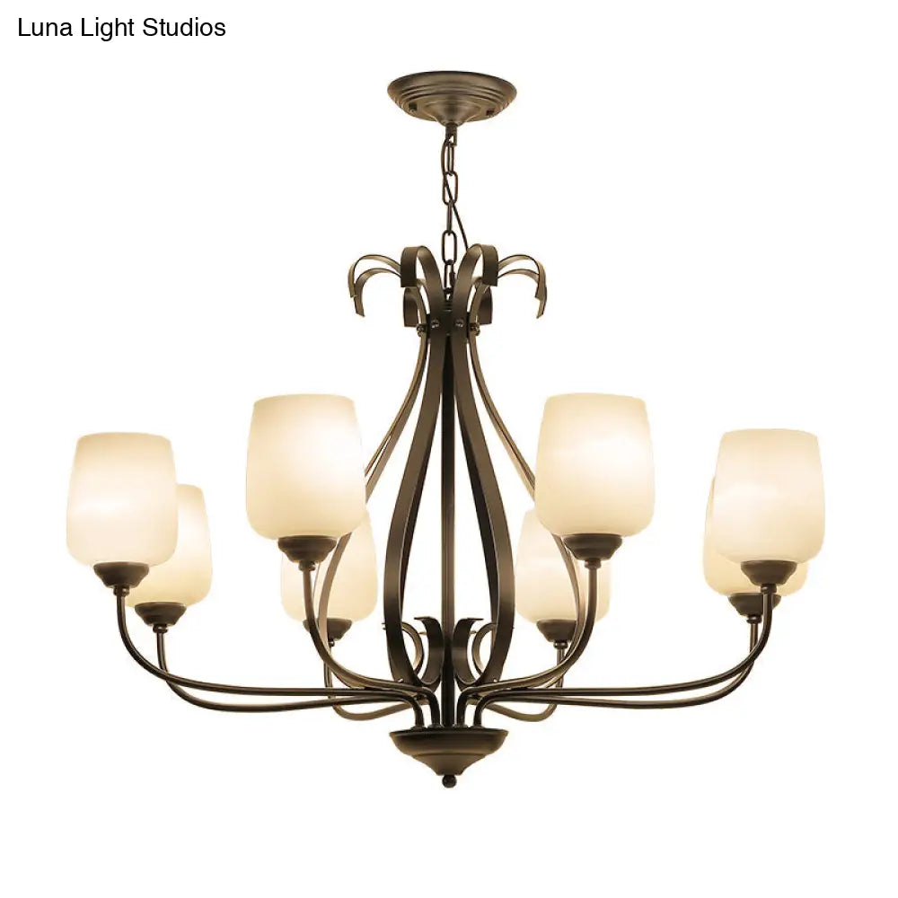Modern Black Metal Chandelier: Radial Design 3/6/8 Heads Traditional Suspension Pendant Light With
