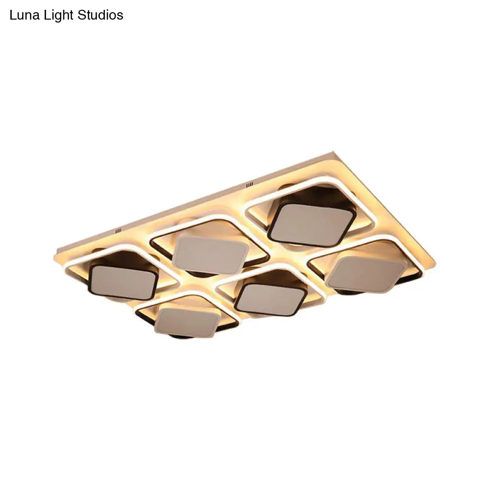 Modern Black & White Cube Led Flushmount Ceiling Light In 27.5’/41’ Sizes