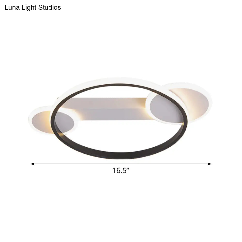 Modern Black-White Hoop Silica Gel Ceiling Light - 16.5’/20.5’ Diameter Led Flush Mount With