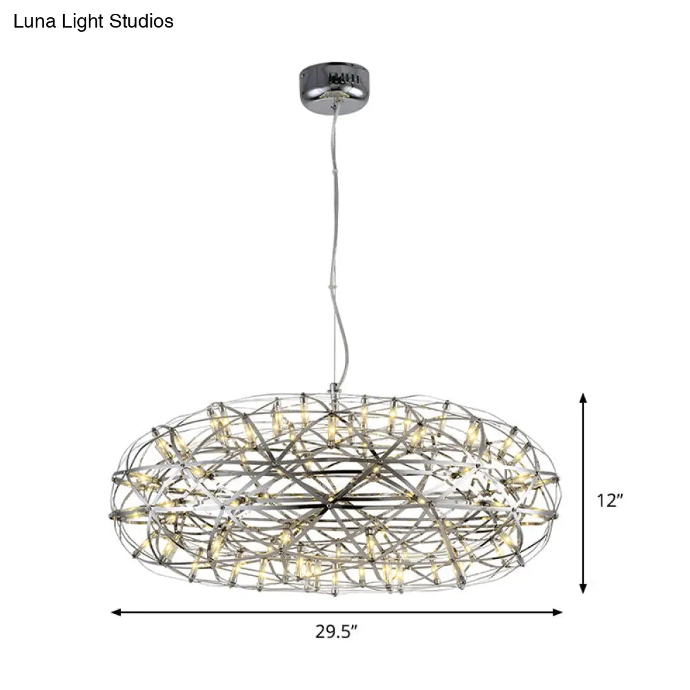 Modern Chrome Disc Chandelier 16/21 With Led Lighting Stainless Steel Hanging Lamp In Warm Or White