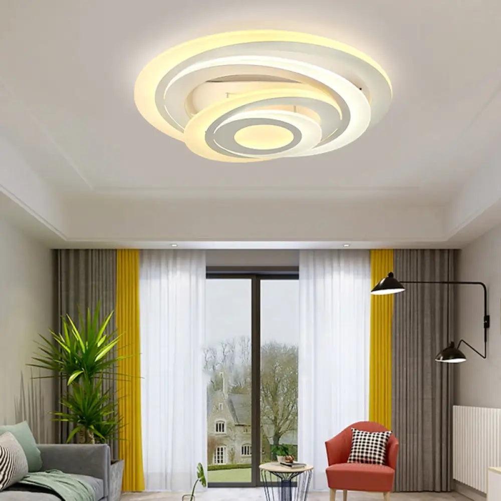 Modern Circular Led Flush Light - Acrylic Living Room Ceiling Lamp (19.5/31 W) With Warm/White