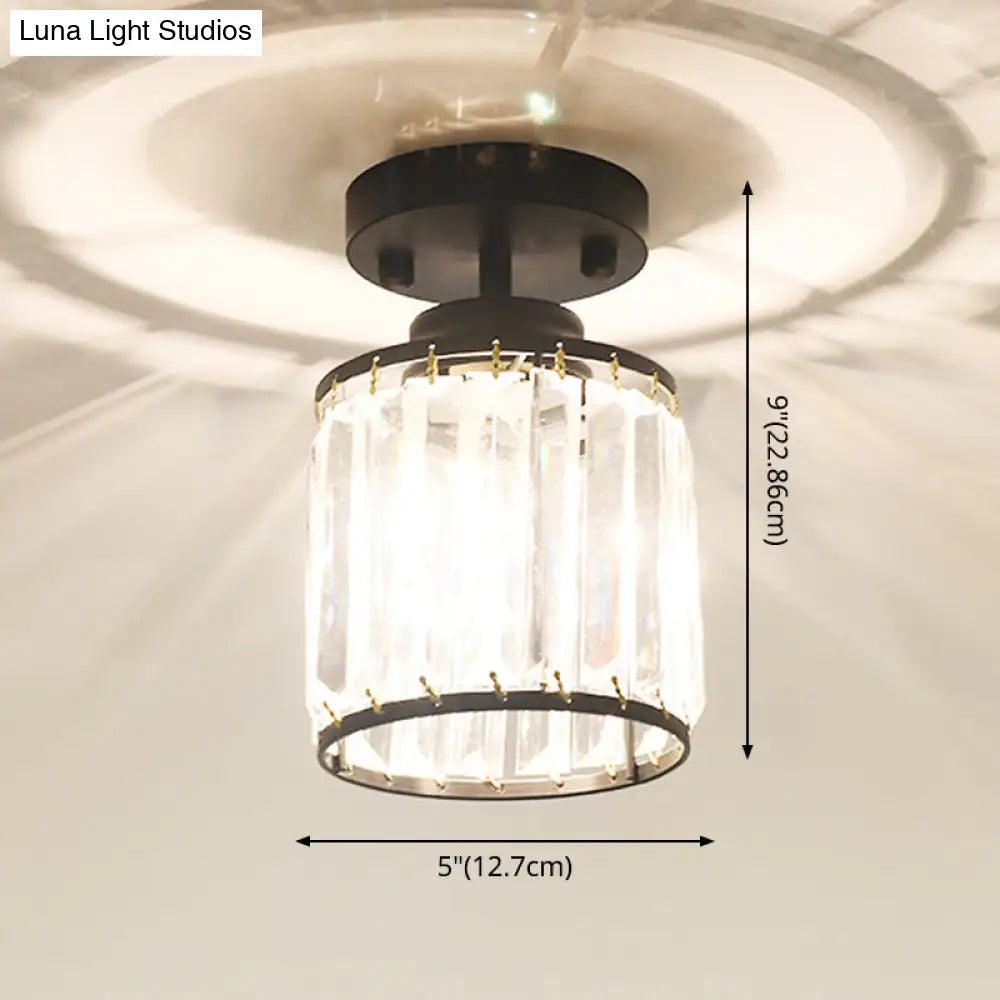Modern Crystal Cylinder Aisle Ceiling Mount Light Fixture - Close To Lighting
