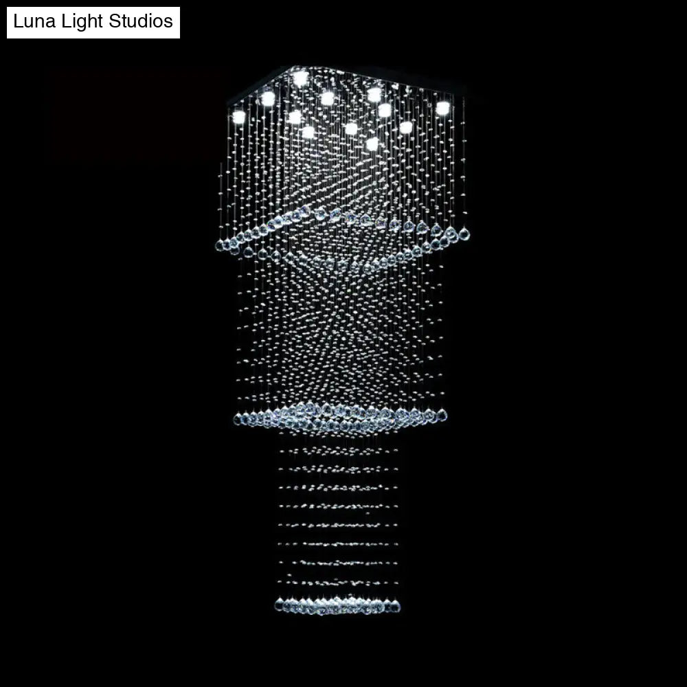 Modern Crystal Multi Pendant Light With 13 Led Heads And Silver Finish