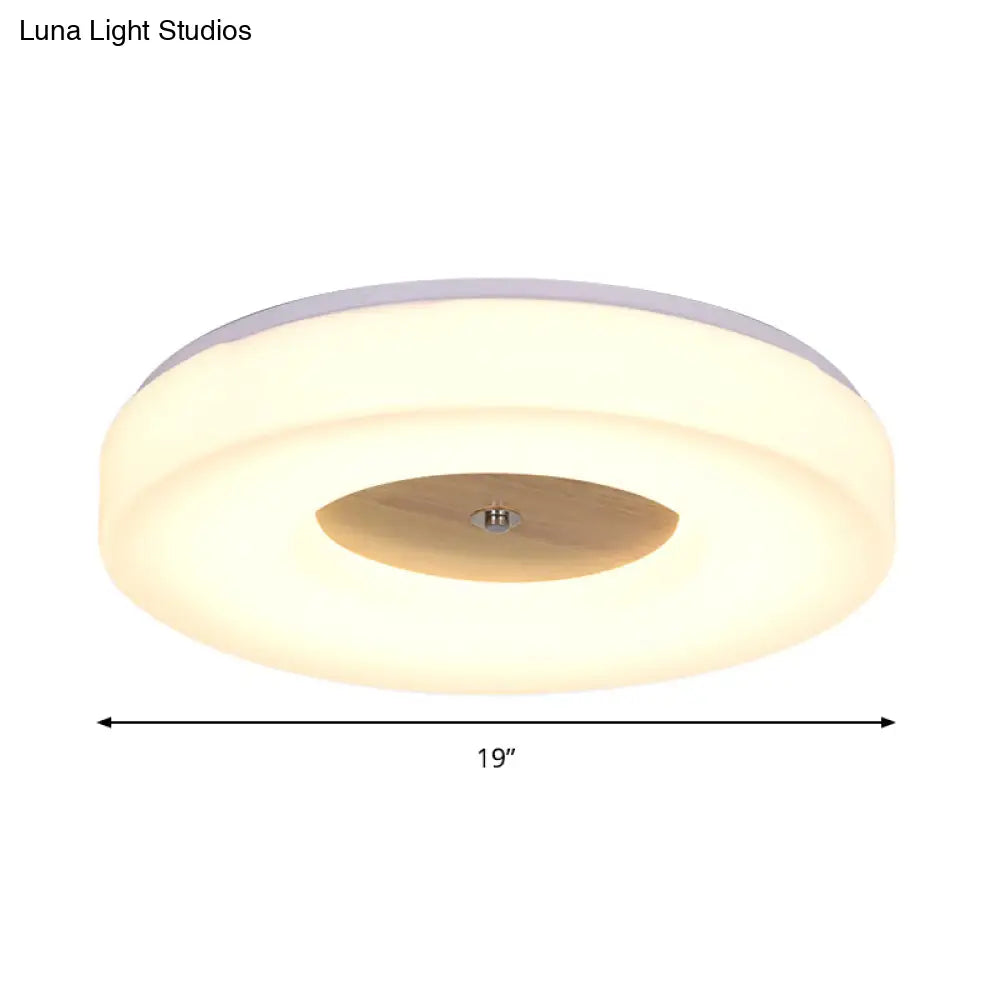 Modern Flush Ceiling Light - Wood And Acrylic Construction Led 8’/13’/15’/19’ Wide Warm