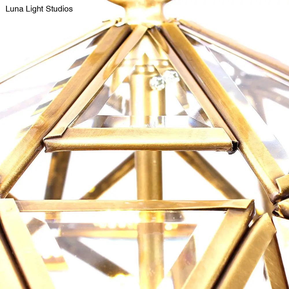 Modern Geometric Glass Chandelier - 3 Heads Ceiling Hanging Light For Living Room
