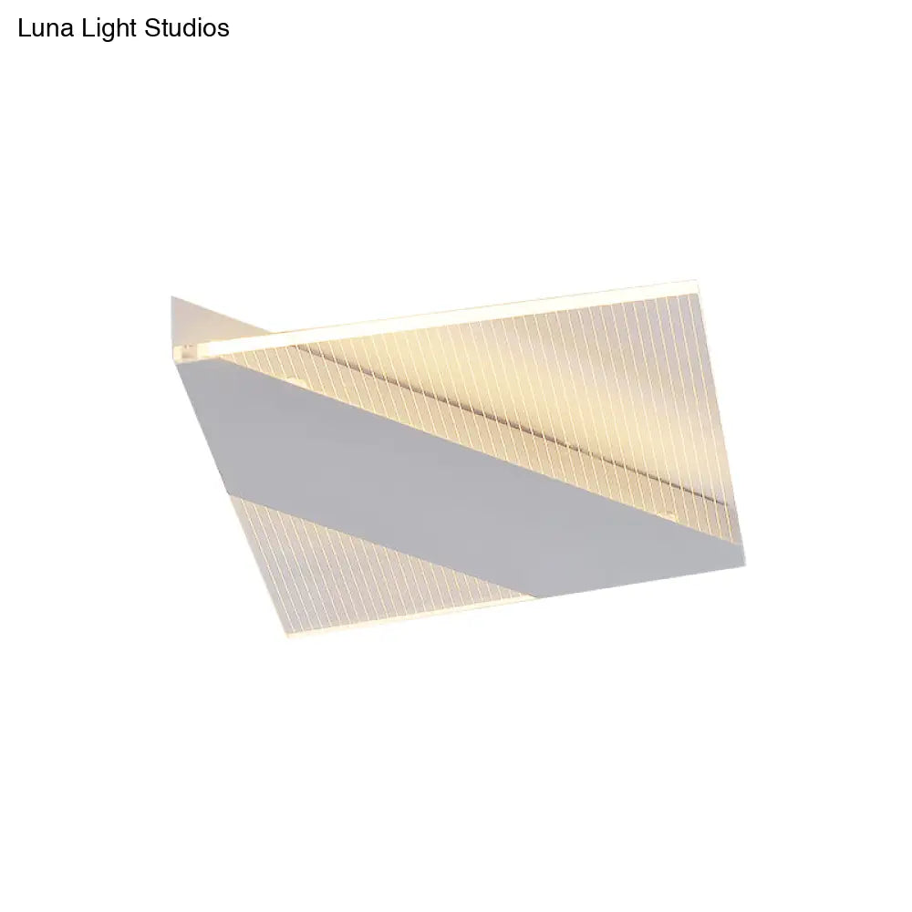 Modern Geometric Led Ceiling Lamp - Black/White/Gold Flush Mount For Bedroom White/Warm Light