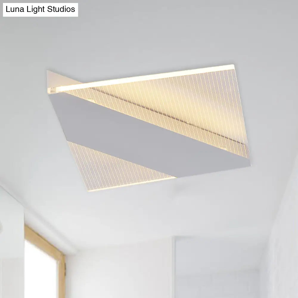 Modern Geometric Led Ceiling Lamp - Black/White/Gold Flush Mount For Bedroom White/Warm Light