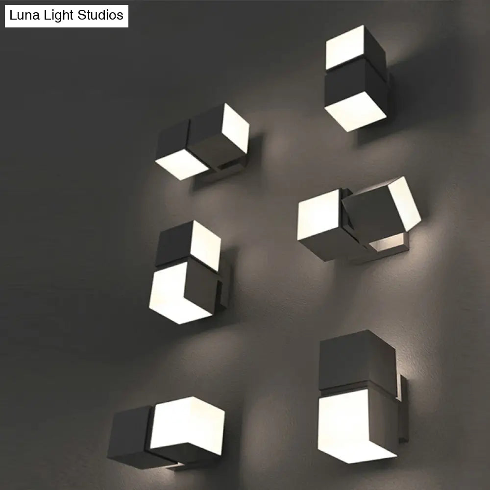 Modern Geometric Swivel Sconce: Grey Led Wall Mount For Gardens
