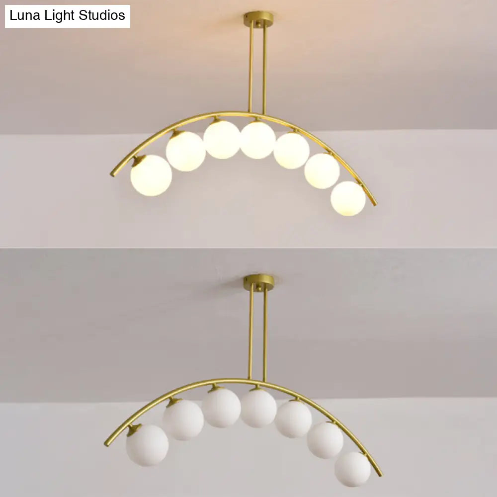 Modern Gold Metal Pendant Lighting With Glass Spherical Shade - Ideal For Dining Table Or Island