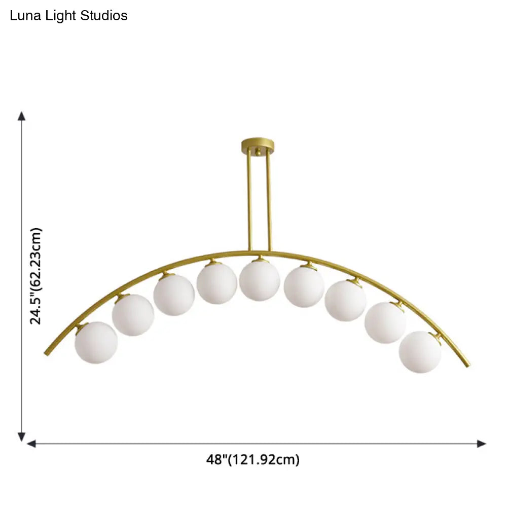 Modern Gold Metal Pendant Lighting With Glass Spherical Shade - Ideal For Dining Table Or Island