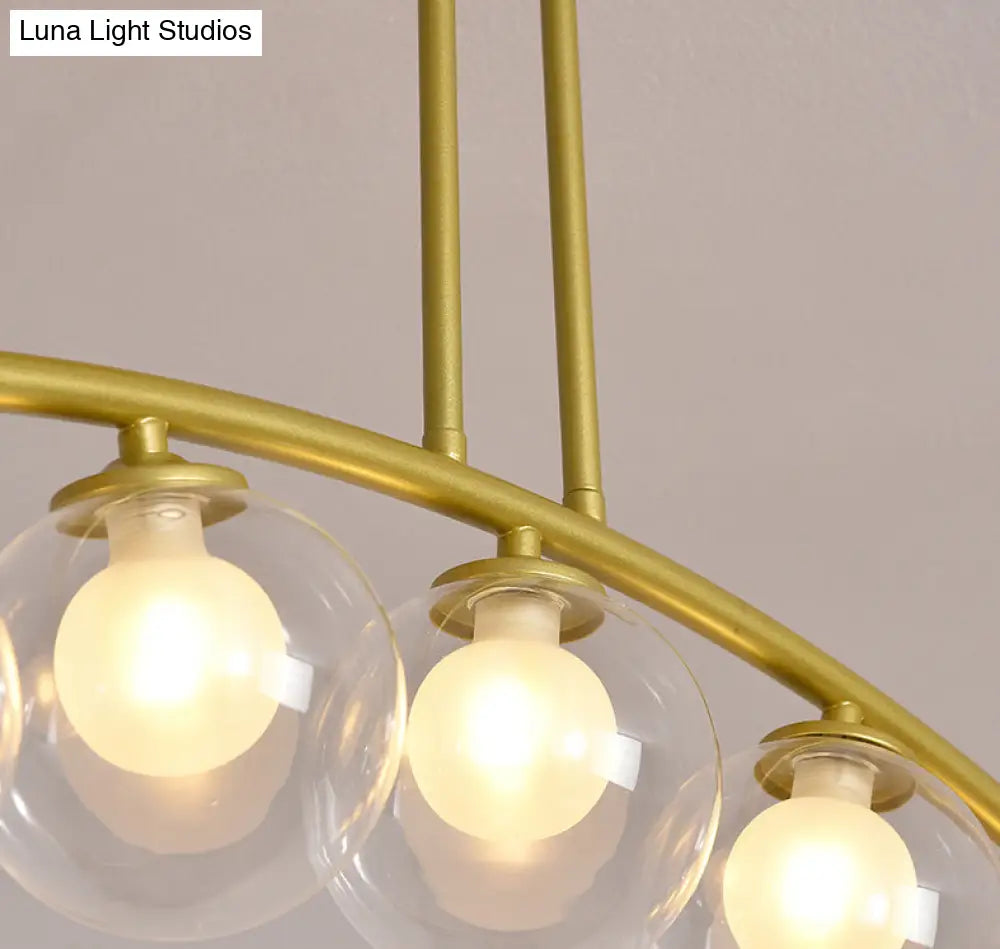 Modern Gold Metal Pendant Lighting With Glass Spherical Shade - Ideal For Dining Table Or Island