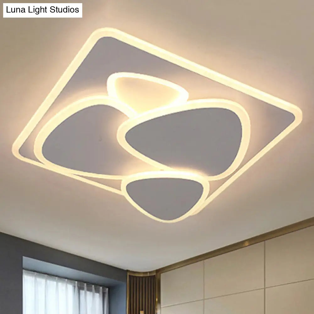 Modern Grey Flush Mount Led Ceiling Light With Overlapping Design In White/Warm - 19.5’/38’ Wide