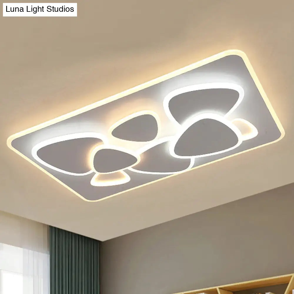 Modern Grey Flush Mount Led Ceiling Light With Overlapping Design In White/Warm - 19.5’/38’ Wide