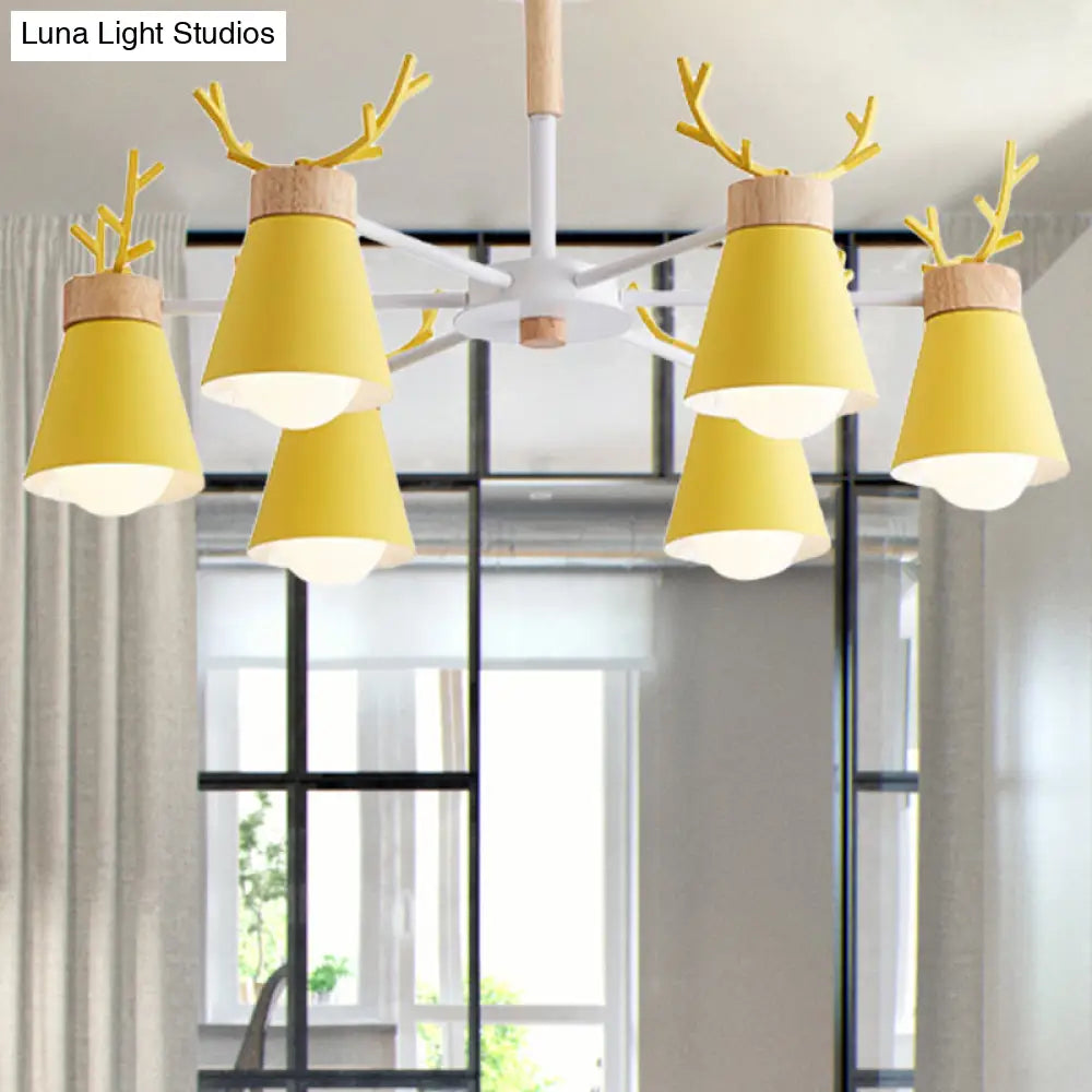 Modern Iron Deer Horn Kids Pendant Chandelier - Stylish Room Lighting Fixture