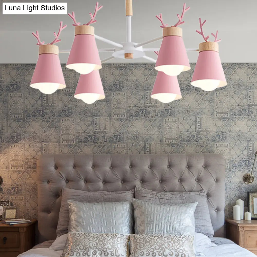 Modern Iron Deer Horn Kids Pendant Chandelier - Stylish Room Lighting Fixture