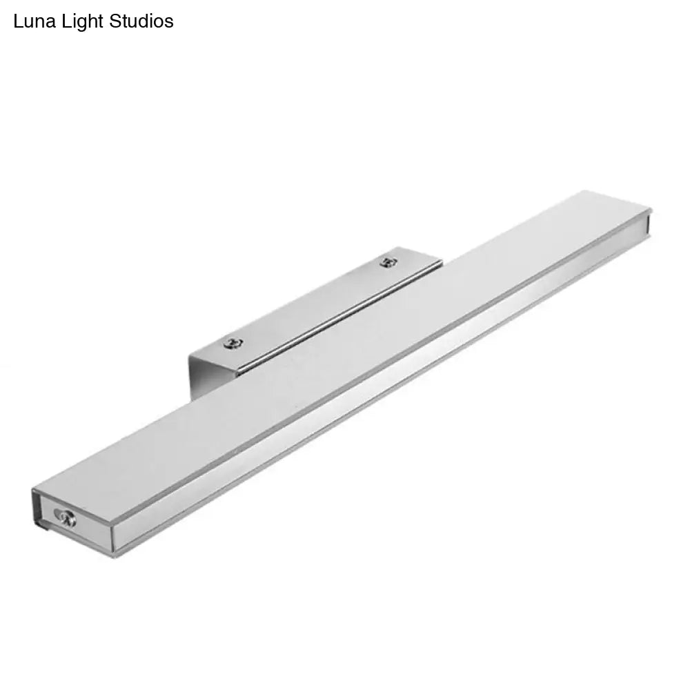 Modern Led Bathroom Vanity Light - Stainless Steel Wall Mount Lamp In White Rectangle Design