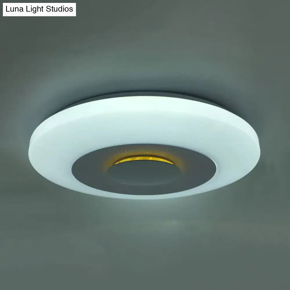 Modern Led Bedroom Flush Mount Fixture With Airship Acrylic Shade In Warm/Natural Light - White