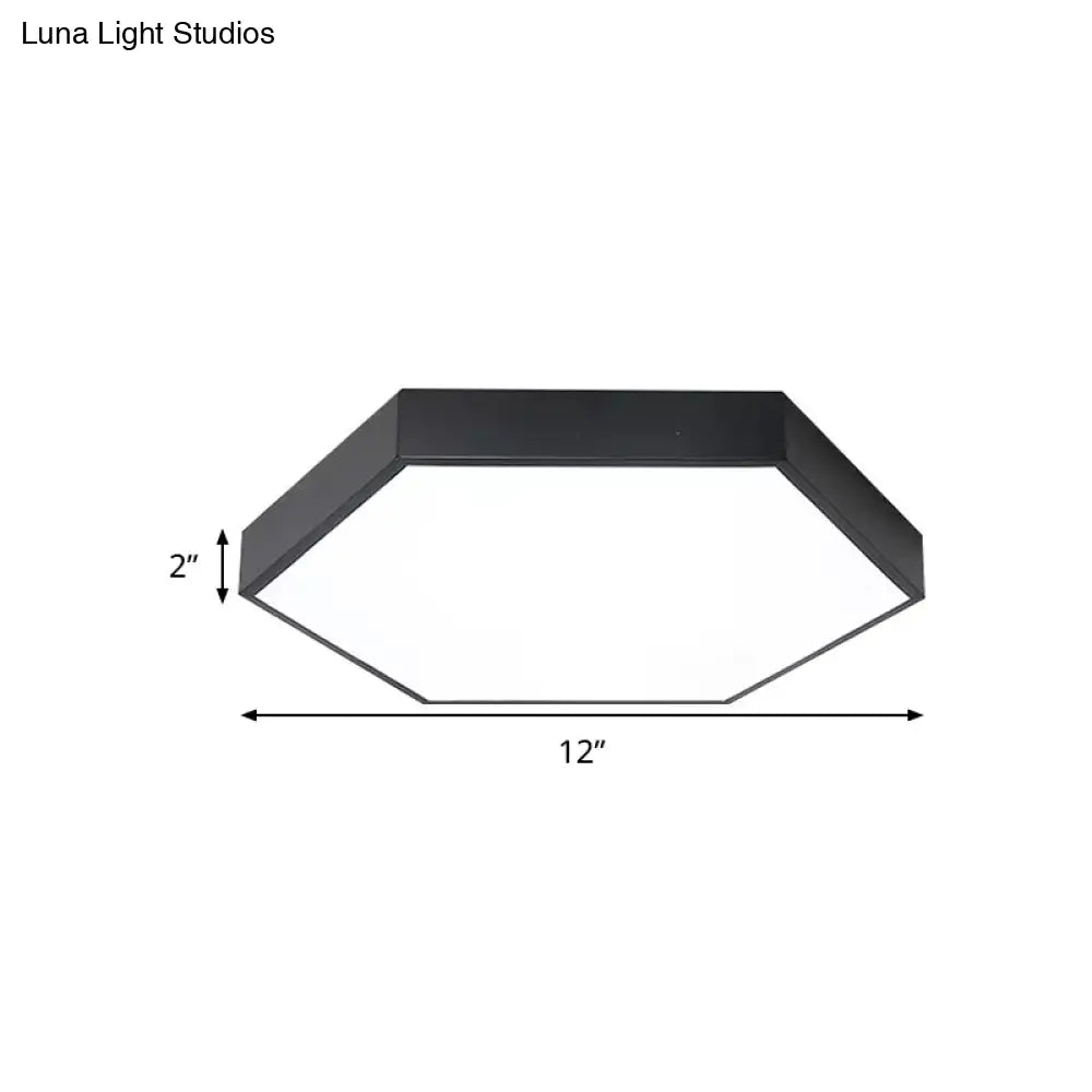 Modern Led Flush Mount Ceiling Light For Bedroom With Acrylic Hexagon Shade