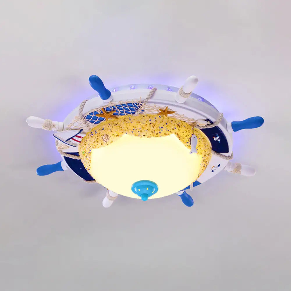 Modern Led Flush Mount Ceiling Light For Child’s Mediterranean - Style Bedroom Blue - Orange / White